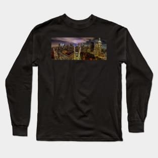 Manhattan Skyline at Night Long Sleeve T-Shirt